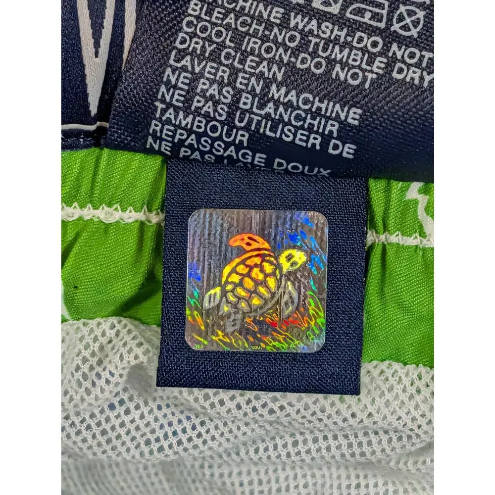 Vilebrequin Men's Moorea Swim Trunks Lagon Blue Green Bunny Rabbit Print Large